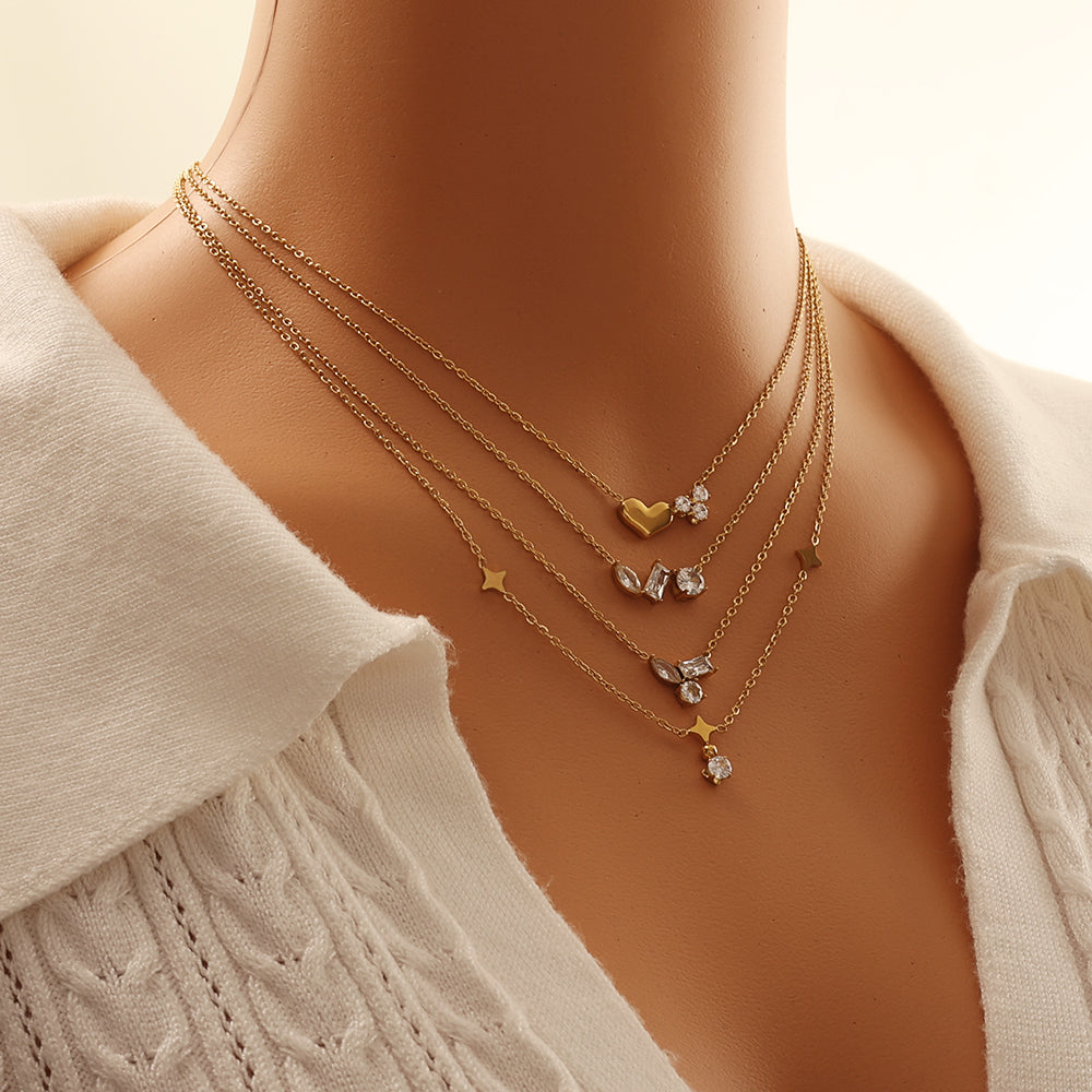 Heart Pendant Necklace – Zircon (Gold)