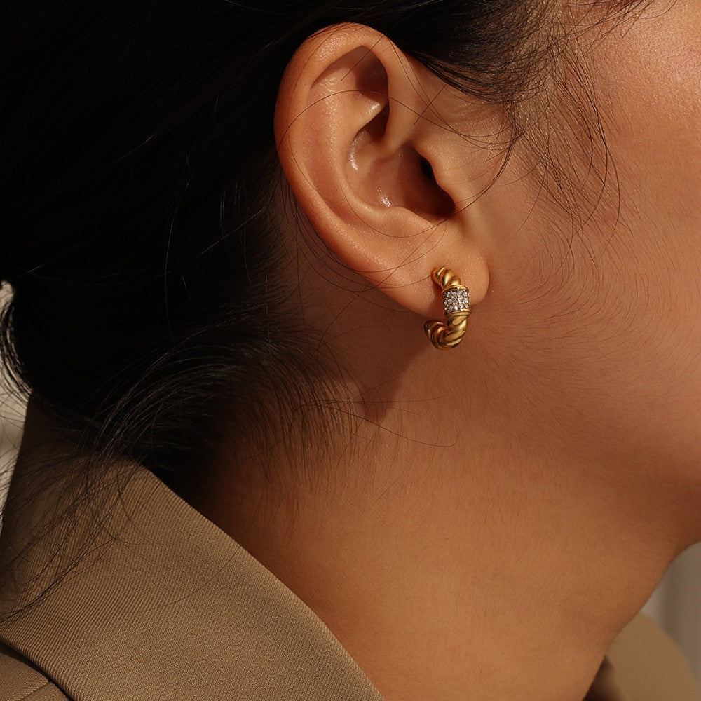 Crystal Duo Studs – Gold