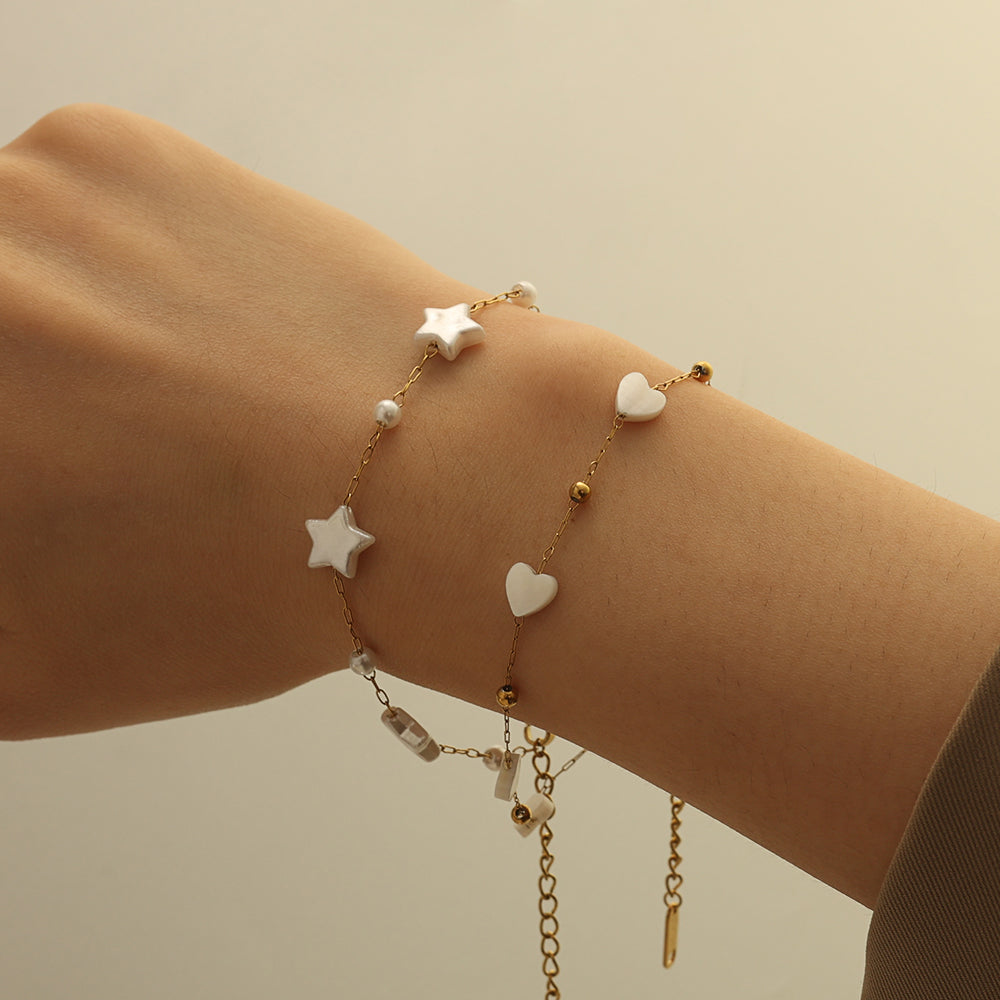 Mother-of-Pearl Station Necklace – Gold