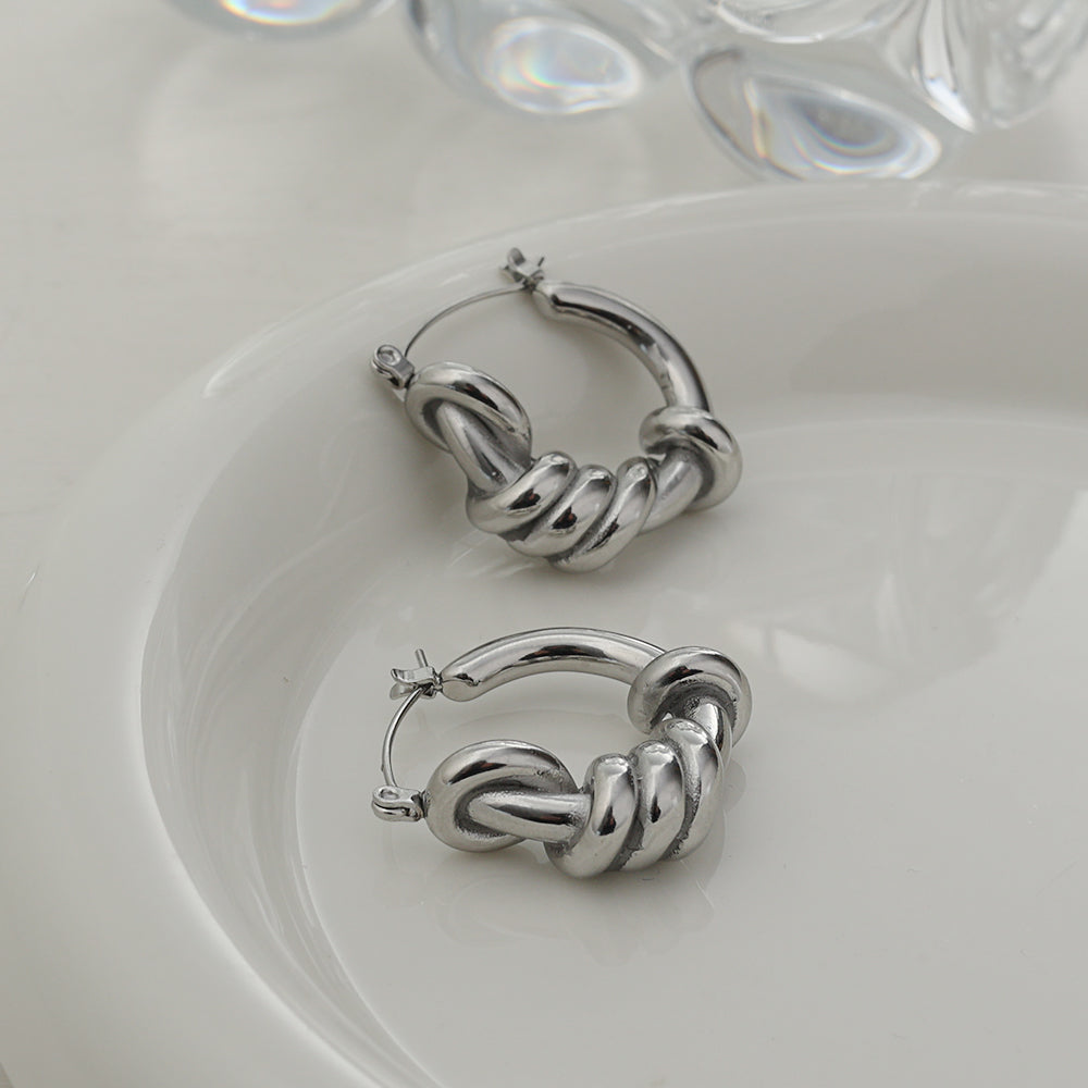 Double-Hoop Illusion Earrings 26 mm – Silver