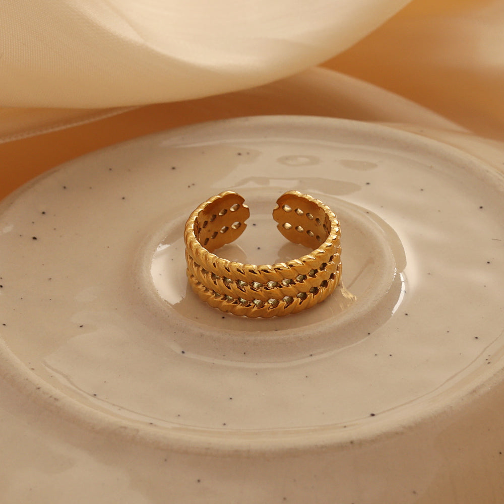 Textured Dome Open Ring – Gold (Adjustable)