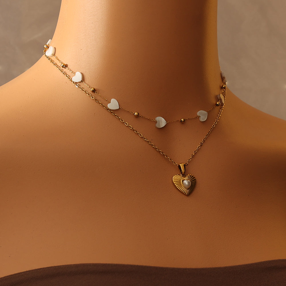 Mother-of-Pearl Station Necklace – Gold
