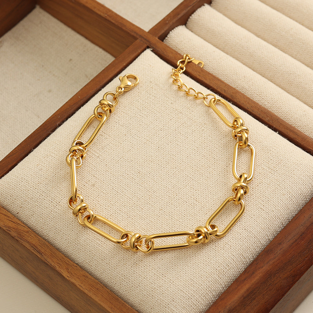 Knot-Link Chain Bracelet – Gold (18 + 4 cm)