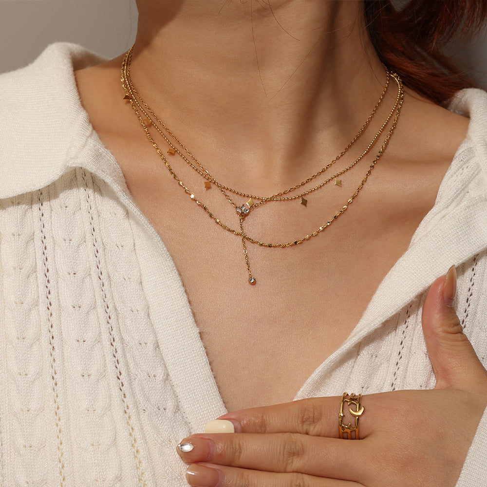 Pearl Drop Curve Necklace – Gold (41 + 5 cm)