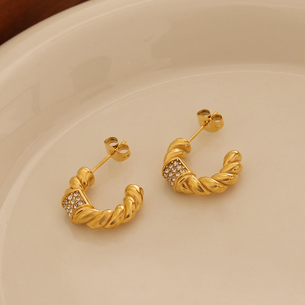 Crystal Duo Studs – Gold