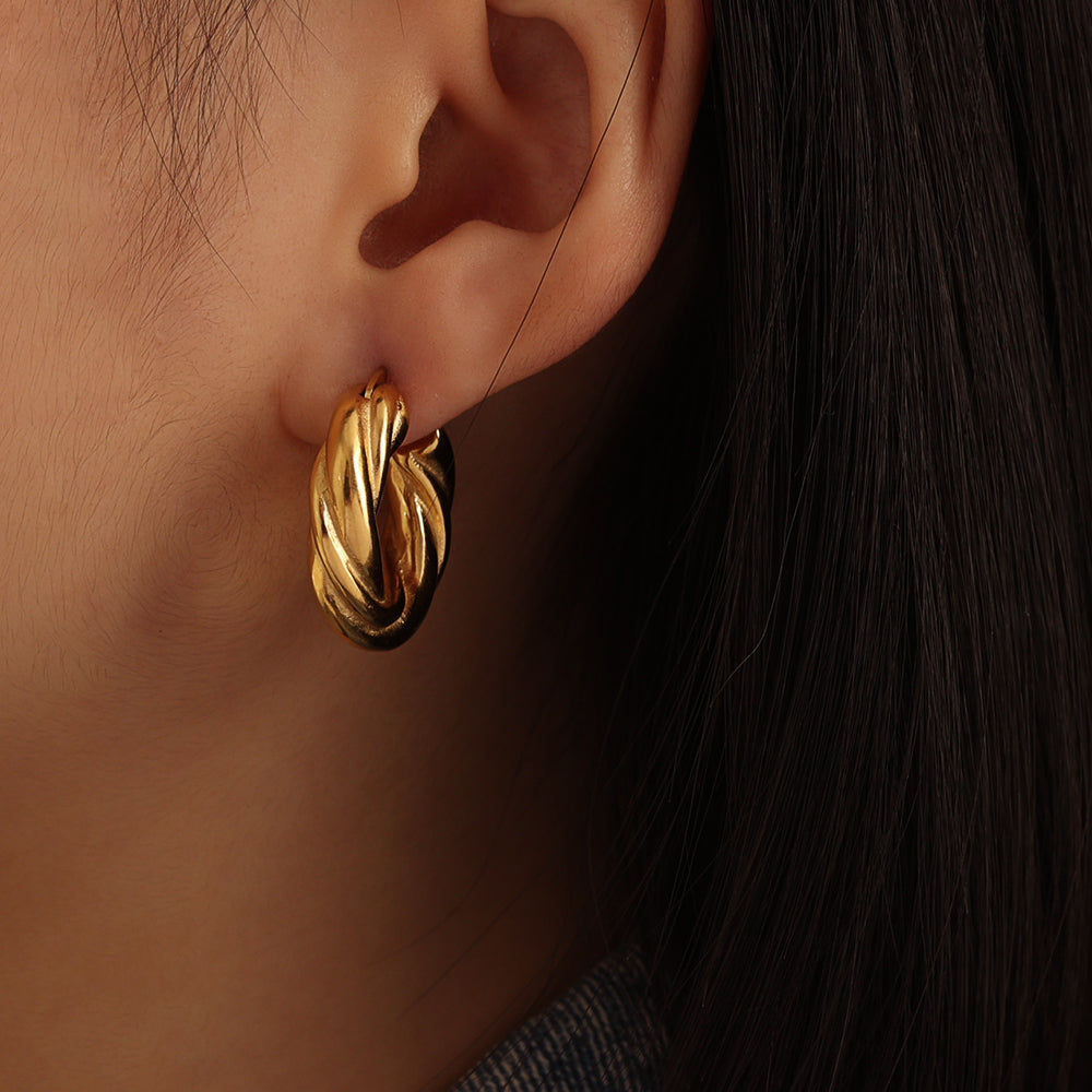 Twist Hoop Earrings 25 mm – Gold