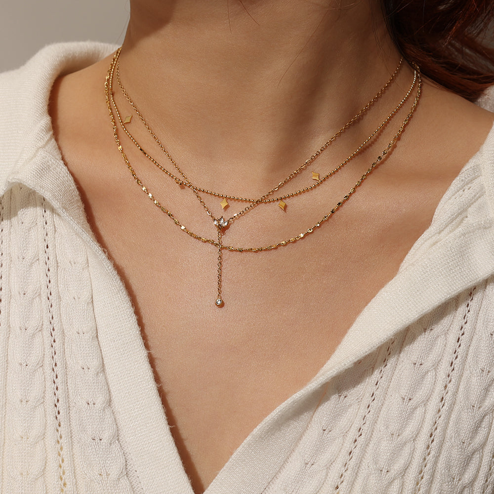 Pearl Drop Curve Necklace – Gold (41 + 5 cm)