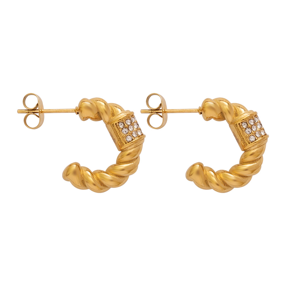 Crystal Duo Studs – Gold