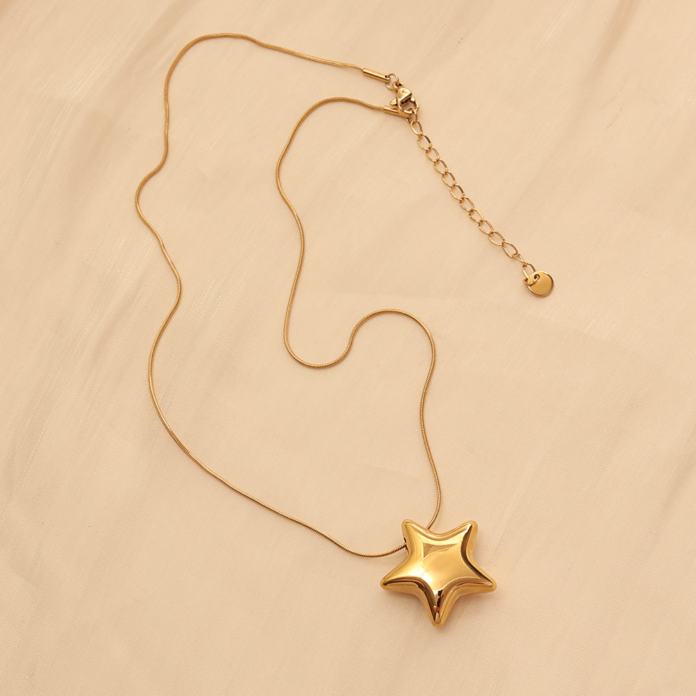 Puffed Star Necklace – Gold