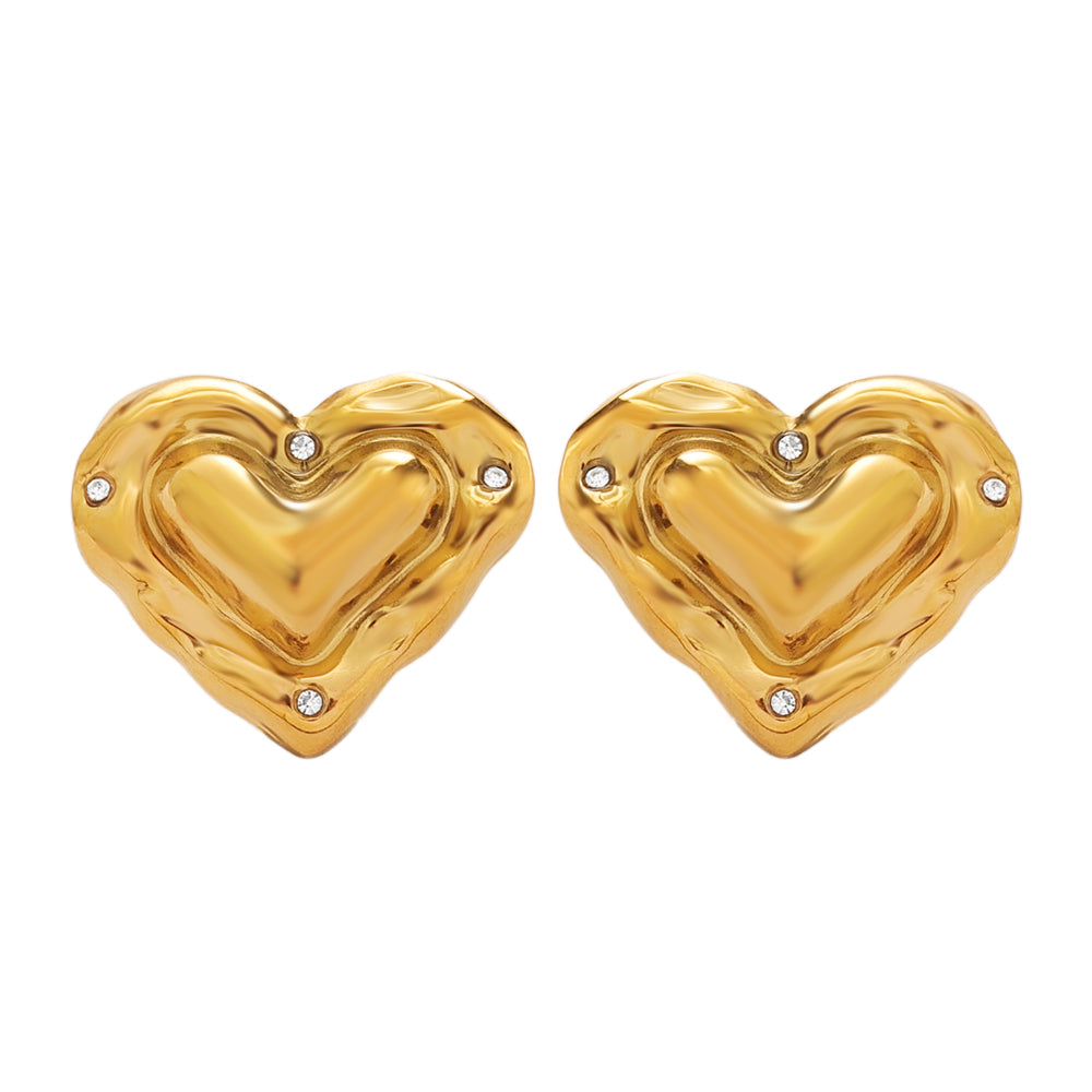 Puffy Heart Huggies – Gold (27 × 22.8 mm charm)