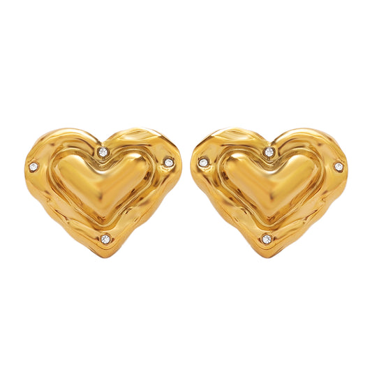 Puffy Heart Huggies – Gold (27 × 22.8 mm charm)