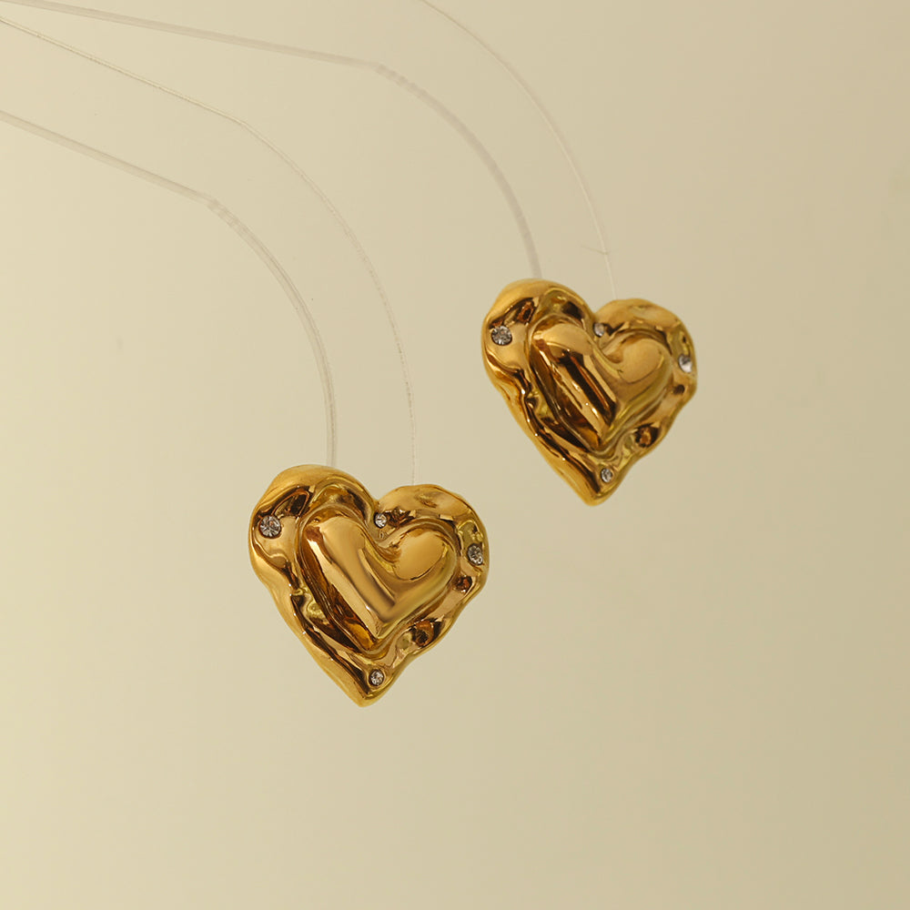 Puffy Heart Huggies – Gold (27 × 22.8 mm charm)