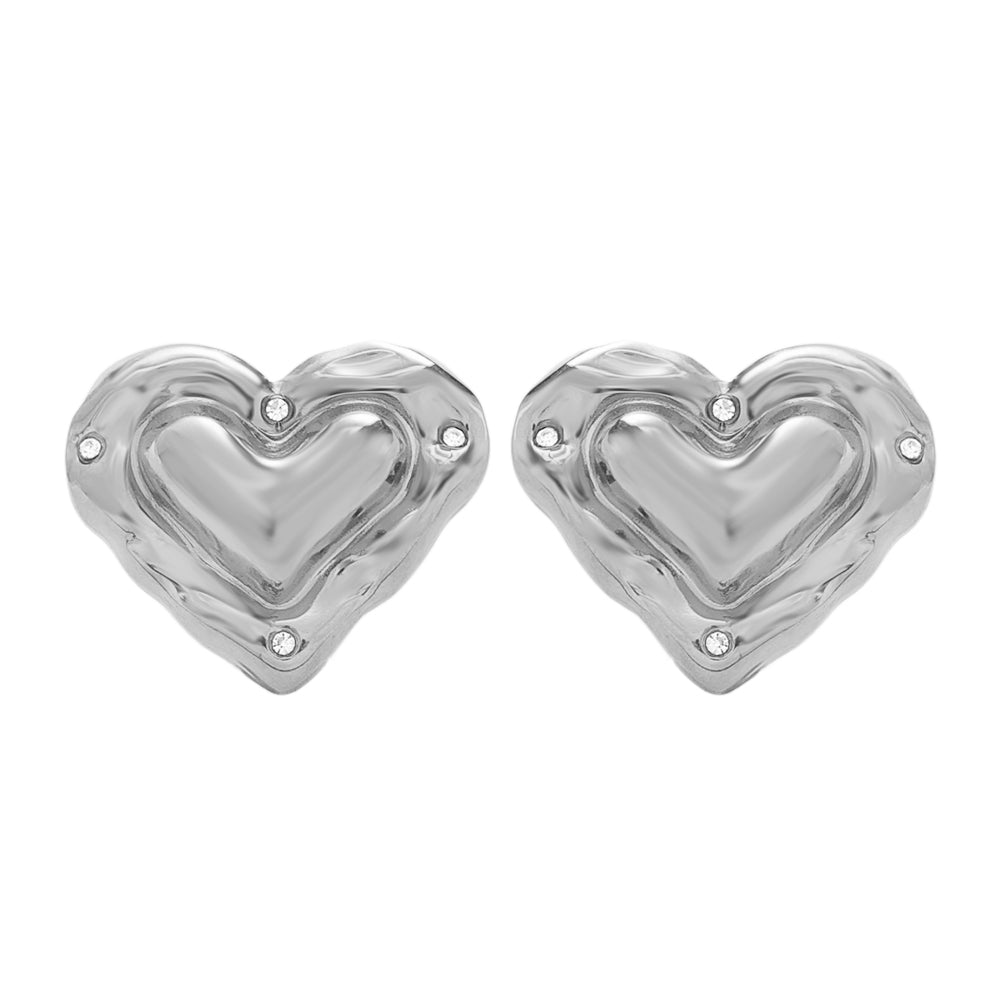 Puffy Heart Huggies – Silver (27 × 22.8 mm charm)