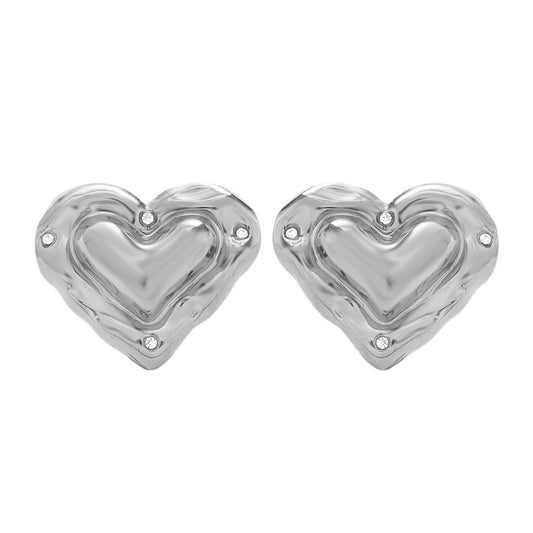 Puffy Heart Huggies – Silver (27 × 22.8 mm charm)
