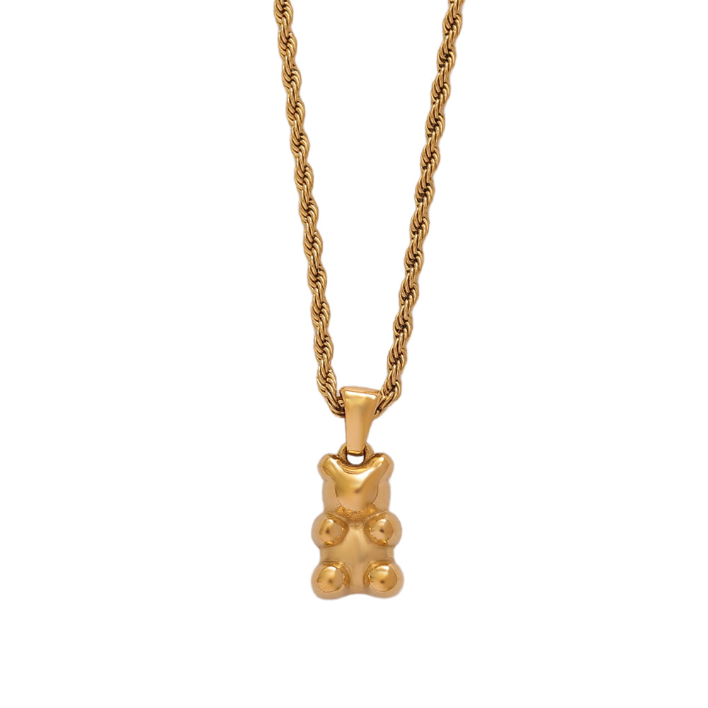 Teddy Bear Pendant Necklace – Gold