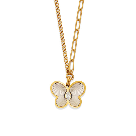 Mini Butterfly & Heart Necklace – Gold (42 + 5 cm)