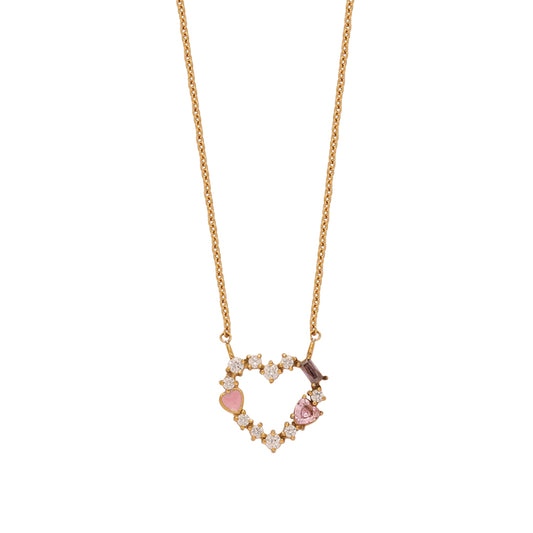 Shimmer Heart Cluster Necklace – Gold (44 + 5.5 cm)