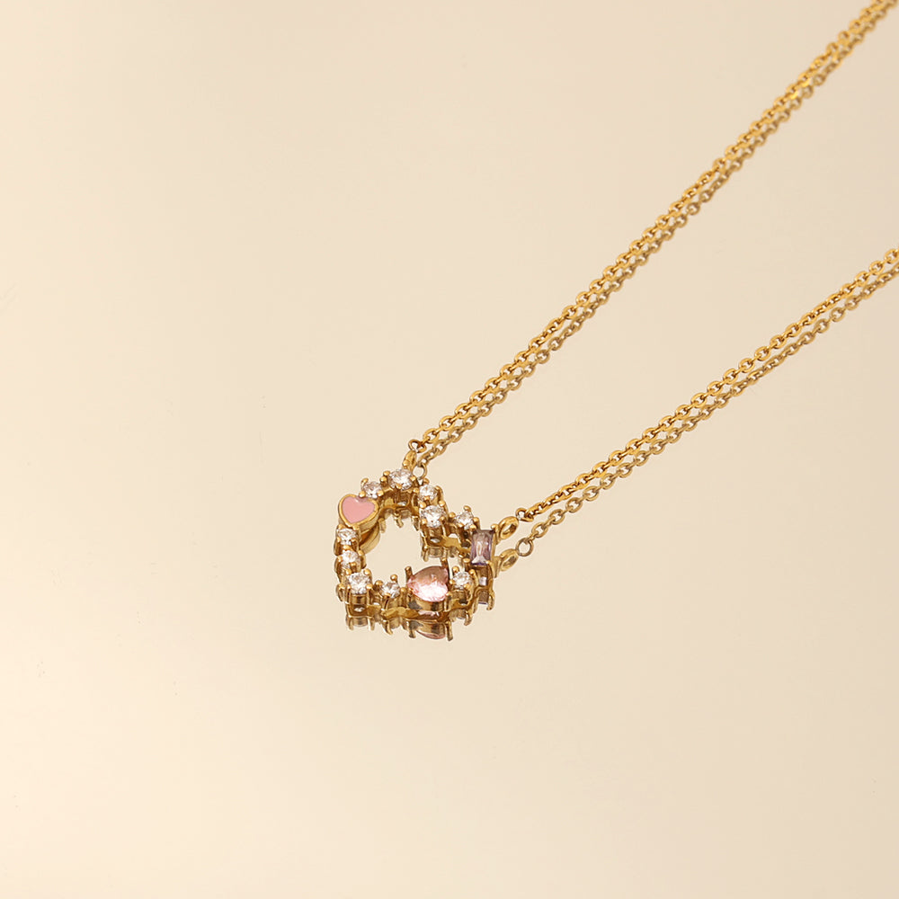Shimmer Heart Cluster Necklace – Gold (44 + 5.5 cm)