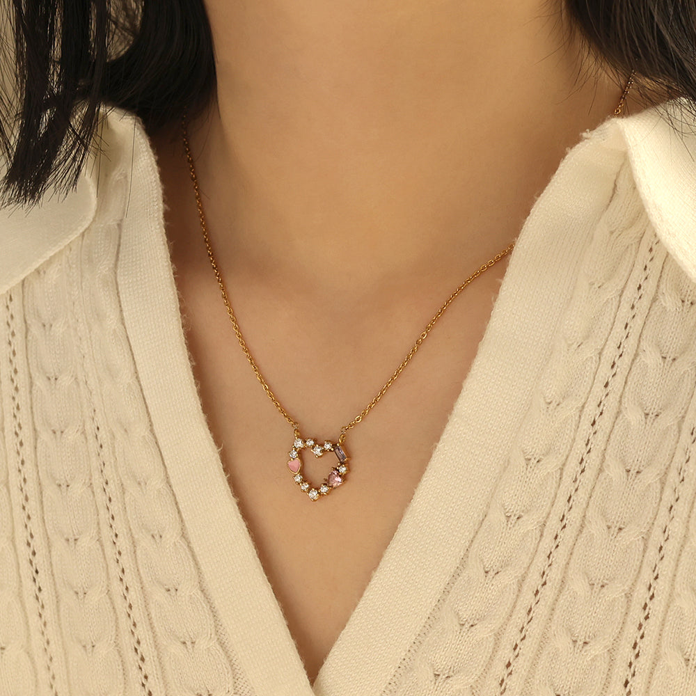 Shimmer Heart Cluster Necklace – Gold (44 + 5.5 cm)