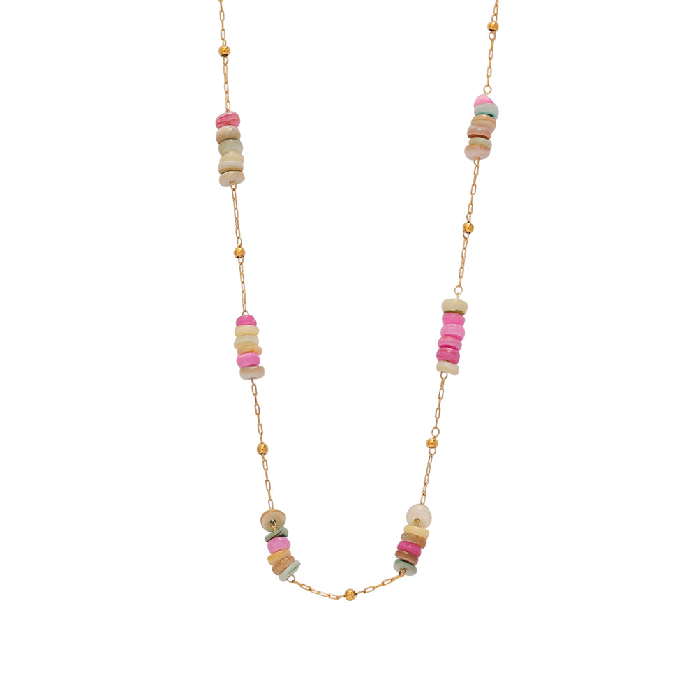 PASTEL NATURAL STONE LAYERED SET (Necklace + Bracelet)
