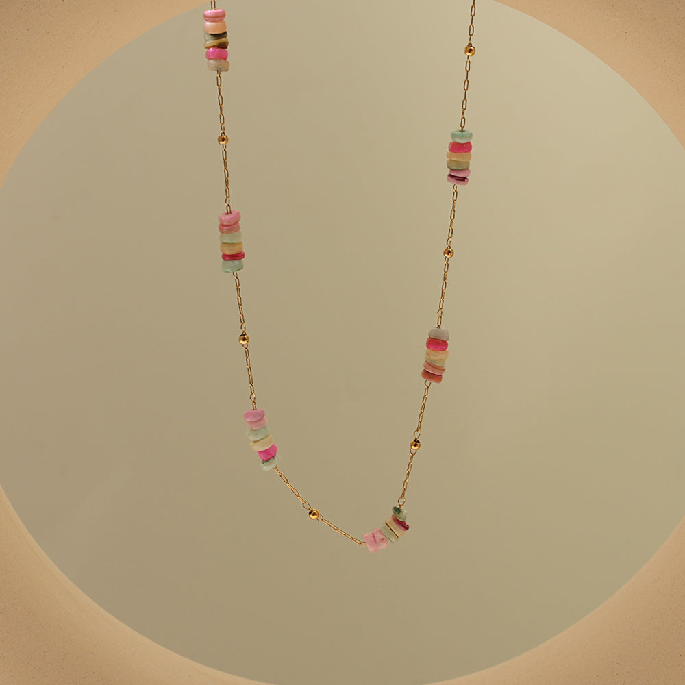 Layered Natural-Stone Necklace – Gold (40 cm + choker 16 cm + 5 cm ext.)