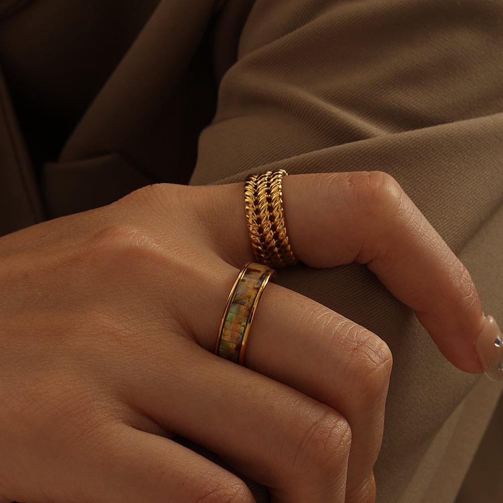 Textured Dome Open Ring – Gold (Adjustable)