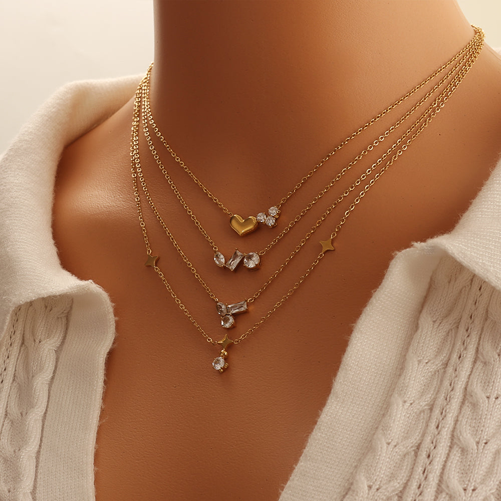 Heart Pendant Necklace – Zircon (Gold)