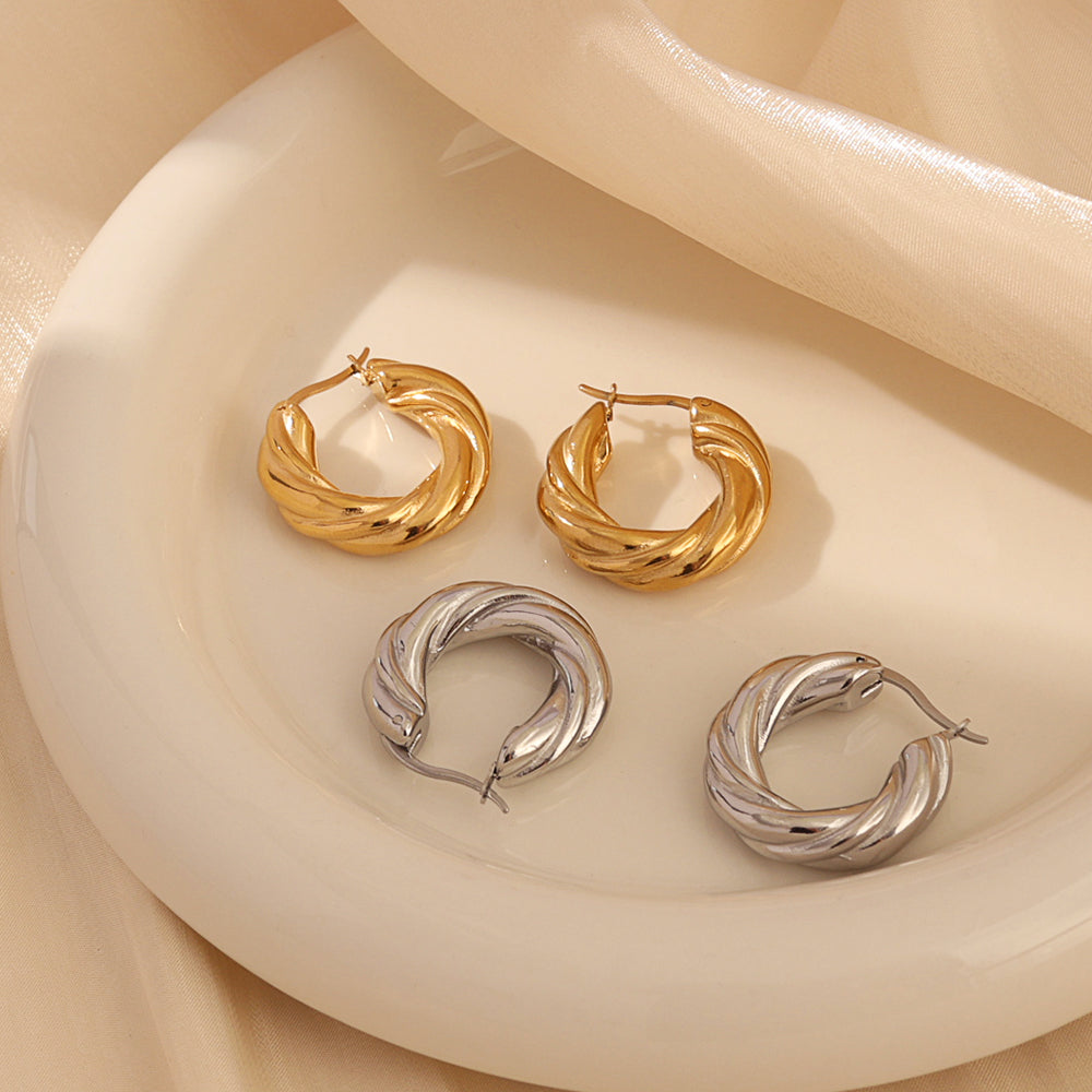 Twist Hoop Earrings 25 mm – Gold