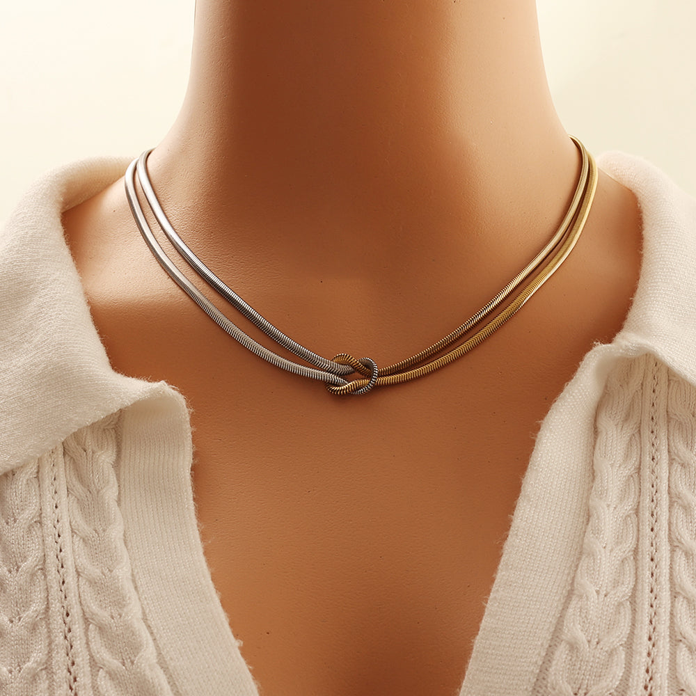 Wavy Layer Necklace – Two-Tone